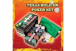 PROBYTES Texas Hold’em Poker Game Set - Includes Hold’em Mat, 2 Card Decks, Chips, Chip Holder and Tin Storage Box - FUN Game Night Supplies - Cool Casino Gift for Teens and Adults Game Set - Easy to store