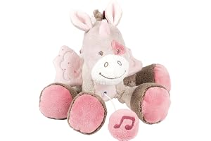 Nattou Mini Kramdjur med Musik Enhörningen Jade, Melodi "Le-La-Lu", 24 x 14 x 7 cm, Nina, Jade & Lili, Beige/Rosa, 987097