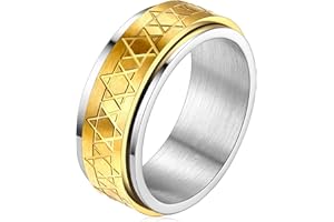 FaithHeart Bague Tournante Homme Acier Inoxydable,Bagues Celtique/Etoile de David/Religieux,Bijoux Anneau Anti Stress Taille 54-66.5,Unique Cadeau Anniversaire pour Hommes Garçons