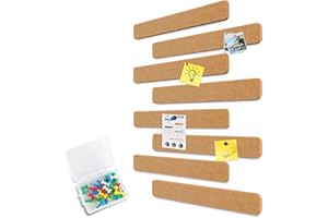 Uoisaiko Felt Pin Board Bar 33cm x 5cm, 8 Pack Cork Board Bulletin Board Strips with 40 Push Pins, Home Office Memo Notice Boards Felt Wall Tiles