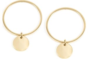 Happiness Boutique Femmes Créoles avec Disque Rond en Couleur Or | Boucles d'Oreilles Cercles Minimalist Bijoux Acier Inoxydable