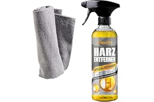 ‎SHINYCHIEFS ShinyChiefs Harzentferner Set 500 ml + Mikrofasertuch für schonende Reinigung - Hochwirksamer Auto Harzlöser für alle Oberflächen - Entfernt Baumharz, Vogelkot, Teer & Wachse