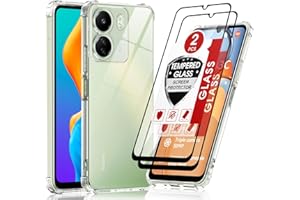 LeYi Coque pour Xiaomi Redmi 13C 4G/Xiaomi Poco C65 4G avec 2 Verre Trempé Vitre Protection, Etui Ultra Mince Housse Silicone Souple Bumper Antichoc Étui pour Redmi 13 C/Xiaomi Poco C65, Trasparente