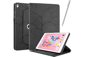 Netany Funda para iPad 9/8/7 (10.2-Pulgada, 2021/2020 / 2019 Model, 9th / 8th / 7th Generation) con lápiz Capacitivo, Piel con Tapa función Atril Soporte Funda [Auto-Reposo/Activación] - Negro