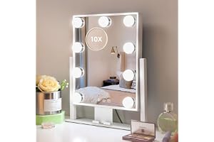 Kottova Makeup Mirror with Light, Lighted Vanity Mirror, 9 LED Dimmable Hollywood Mirror with Holder, 3 Color Modes, Touch Co