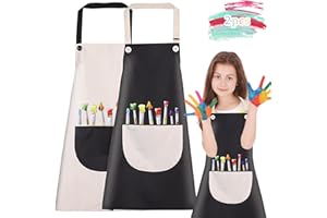 NHYDZSZ 2 Niños Artista Delantales,Delantal Cocina Niña Niño Delantales Infantiles Impermeables,Delantales de arte para niños Ajustable Delantal Infantil,para Pintura Artística Cocinar Hornear