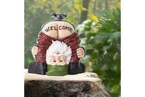 GYOUNGT Welcome Garden Gnomes Ornaments-Garden Gnome Statue,Funny Waterproof Resin Dwarf Craft for Lawn Ornaments (Green)