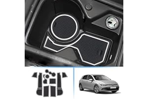 Coleya Tappetini Antiscivolo Compatibile con VW Golf 8 2020-2024, Tappetini in Gomma per Console Centrale, Portabicchieri, Cuciture Porta, Braccioli, Golf 8 Accessori Tappetino per Auto (Bianco)