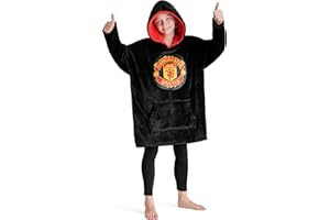 Manchester United F.C. Boys Oversized Fleece Hoodie, Hooded Poncho, Cosy Loungewear - Gifts for Boys