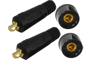 RIVERWELD Cavo di saldatura TIG Connettore da pannello Spina DKJ10-25 e DKZ10-25 200 Amp Montaggio rapido 4 pezzi