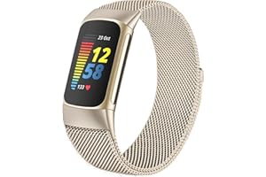 ‎SURUNDO surundo Kompatibel mit Fitbit Charge 6/Fitbit Charge 5 Armband für Damen Herren, Magnetverschluss Maschen Schleife Verstellbares Metall Bänder für Fitbit Charge 6/Fitbit Charge 5