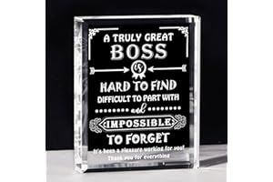 Movdyka Engraved Crystal Boss Going Away Gift for Women Men, Great Appreciation Gifts for Best Boss Lady Desk Decoration Paperweight Present for Boss Day Leaving Retirement Birthday Christmas