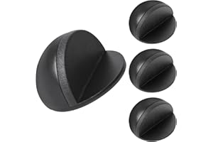 ECOSEAO Tope Puertas Suelo, 4PCS Adhesive Door Stoppers, Tope de Puerta de Acero Inoxidable, Topes Para Puertas Suelo con Topes de Goma, no Se Requiere Taladrar, Protección de Pared(Negro)