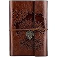 OMEYA PU Leather Journal Notebook, Blank Pages Refillable Vintage Sketchbook Travel Notebook Diary Gift for Girls Boys Women Men 23.3 × 16 cm-Brown