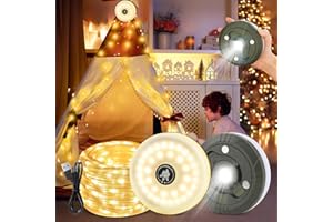 FENGQ 10M Guirnaldas de Luces para Acampar Enrollables Portátiles 2 en 1, Lámpara de Camping Recargable por USB, Accesorios para Acampar al Aire Libre Impermeables para Acampar, Jardín, Senderismo