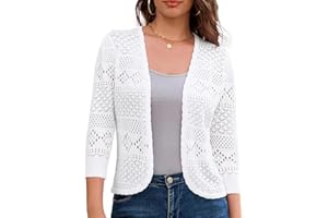 GRACE KARIN Damen Elegant Strickjacke V Ausschnitt 3/4 Ärmel Festlich Bolerojacke Leicht Solid Cardigan