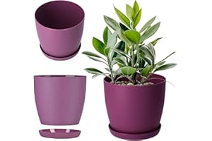 KADAX Pot de Fleurs 30 cm en Plastique avec Soucoupe et Finition Mate Élégante, Cache-Pot pour Une Décoration Intérieure Raffinée et Moderne (Violet)