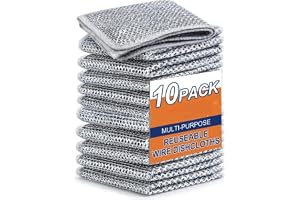 AROSHNAY 10 Pack Non-Scratch Dish Wash Cloth, Steel Wire Dish Cloth, Wire Dishwashing Rags Stainless Steel Scrubber Non-Scrat