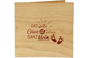 ‎HOLZGRUSSKARTEN.AT Original Holzgrußkarte - Glückwunschkarte Baby Geburt, Motiv "Das große Glück" - 100% Made in Austria, Kirschholz - Karte zur Geburt, Geburtskarte, Geschenk, Grußkarte, Babykarte uvm
