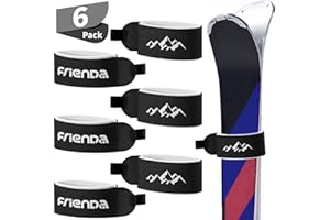 FRIENDA 6 Pièces Sangles de Ski Bande de Fixation Crochet et Boucle Bandoulière de Ski Réglables pour Familles Hommes Femmes Enfants (Noir)