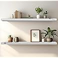 FORESTIS GALLINARIA Aries Wooden Floating Wall Shelf| Wall Rack Shelf | Wall Mount for Living Room, Bedroom, Kitchen… (Set of 2 White, XX-Large (24inches))