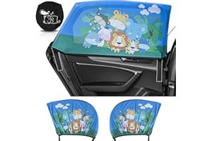 iZoeL Car Sun Shade Baby with Suction Cup Window Sunshade Car for Children Side Window Sunshade Film Forest Animals (Black Meadow)