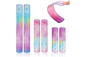 SacJkt Flexibles Lineal Set, Lineal 30cm Lineal 20cm Lineal 15cm Flexibel, 6 Stücke Bunt Lineal Weich für Kinder Mädchen, Transparent Lineal Bruchsicher Biegbares für Schule Büro Zuhause