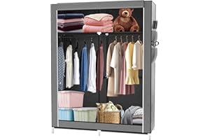 RELOVE Armadietto portaoggetti pieghevole – guardaroba guardaroba in tessuto non tessuto con chiusura a cerniera – guardaroba, armadio da campeggio-105 x 45 x 170 cm