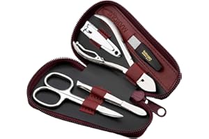 MARQUS Set Manicure per Uomo e Donna – Kit professionale da 5 Pezzi con Forbicine e Custodia in Vera Pelle. Ideale per la cura di Mani e Piedi, perfetto per viaggi e uso quotidiano. Elegante e funzionale
