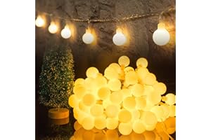 HOTLIKE Guirnalda Luces, Cadena de Luces 5M 50 LED, 2 Modos, Fairy String Light PilasLuces Decoración para Navidad Interior y Exterior, Habitacion, Jardín, Boda, Fiesta, Festival (Blanco Cálido)