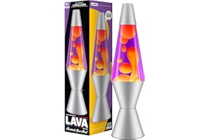 LAVA® - Lampada 2125, cera gialla, liquido viola, base e cappuccio argento, lampada di movimento originale di marca 14,5 pollici