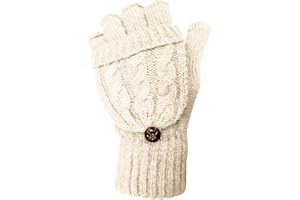 TOSKATOK® Ladies Womens Cable Knit Soft Winter Woolly Fingerless Gloves Mittens