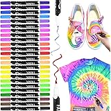 Fabric Marker, RATEL 24 Colors Textile Marker No Bleed Fabric Pen with Double-headed Nib, Permanent and Washable T-Shirt Mark