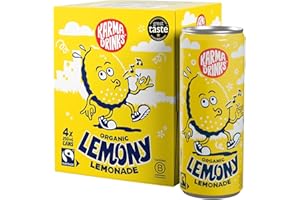 Karma Drinks Lemony Lemonade - 4 x 250ml Cans - Natural Fizzy Soft Drinks, Fairtrade, Organic & Vegan
