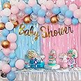 Party Propz Baby Shower Decoration Items Set-53Pcs Kit: Foil Banner, Multicolor Latex Balloons, Crepe Streamer Rolls - Blue, Pink, Gold - Elephant Theme
