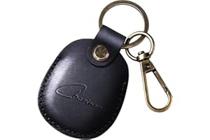 CHARINOR Hülle für Apple AirTag Anhänger, Airtags Schlüsselanhänger aus ECHTEM Leder, Versteckt Hülle für Air Tag(Schwarz)