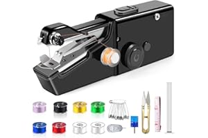 OUSINBY Mini Sewing Machine, Handheld Sewing Machine Portable Cordless Electric Sew Machine Hand Held Sew Machine UK with Sewing Accessories for Beginners (Black)