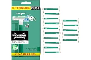 Wilkinson Sword Extra Essential 2 Sensitive Rasoirs Jetables pour Hommes X 10+5