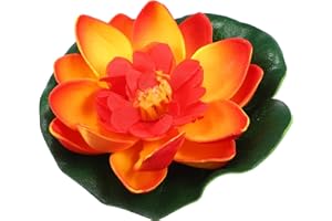 VOCOSTE 1pcs Artificiel Flottant Lotus Fleur, Artificiel Lotus Fleur pour Jardin Bassins Piscine Décoration, 3.9" Orange