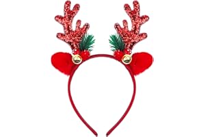 Enjoyard Christmas Headband,Christmas Hairband,Reindeer Antlers Headband with Bell for Holiday Party Costume - Hair Accessories Gift for Girls and Women