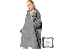 FOSANI Oversized Hooded Fleece Sherpa Blanket For Men, Women, Teenagers and Kids alike - One Size Fits All
