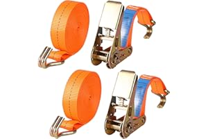ANTTYSCAR 2 PCS Ratchet Tie Down Straps 5m x 25mm, 1763lb Break Strength, Heavy Duty Lashing Strap, Bearing 800KG Securing Straps with Handle and Metal J Hook for Trucks, Cars, Motorcycles