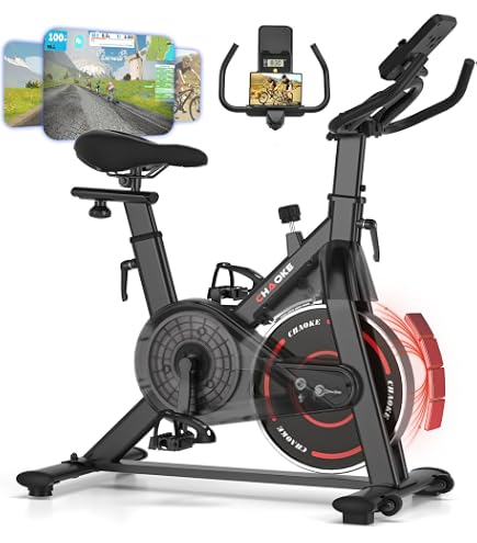 Superun Cyclette Magnetica 32 Livelli – Spinning Ultra Silenziosa Con APP, Sedile Comodo E Traspirante, Supporto 136 Kg, Per Allenamento Domestico