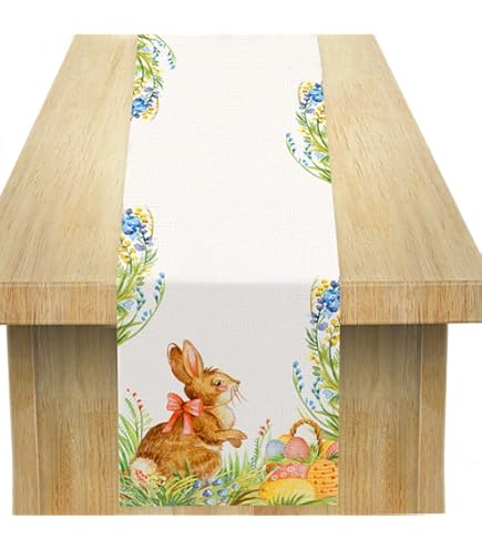 Runner Tavolo Pasquale 33x183 Cm - Tovagliolo Decorativo Coniglietti Foglie Primavera - Foto 8