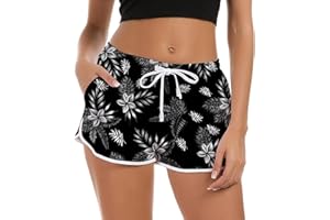 Fanient Pantaloncini da Bagno Donna 3D Graphic Pantaloncini da Spiaggia Pantaloncini da Bagno Estate Pantaloni da Ginnastica da Palestra novità Workout con Coulisse Regolabile Pantaloncini