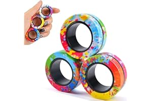 Aionly Magnetic Rings, Finger Spinner Fidget Toys, Stress Relief Gadgets for Anxiety, Magnetic Toys For Ages 4-10, Christmas Stocking Filler Gift For Boys Girls 4 5 6 7 8 Years Old (white blue)