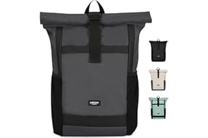 LARK STREET LARKSON Rolltop Rucksack Herren & Damen Groß Anthrazit - No 2 - Daypack für Schule, Uni, Fahrrad - 16 Zoll Laptop Fach für Arbeit - Nachhaltig - Anti-Diebstahl - Wasserabweisend
