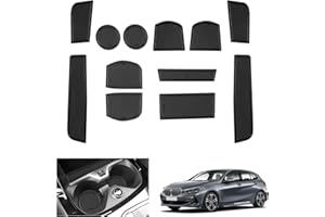 GAFAT Compatible avec BMW Serie 1 F40 2019-2024 (Automatique) Tapis Antidérapants, Série 1 F40 Tapis en Caoutchouc de Console Centrale, Porte-Gobelet, Couture Porte, Serie 1 F40 Accessoires (Noir)