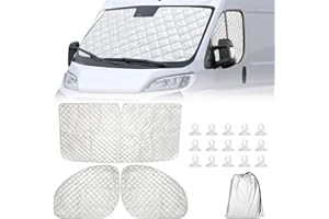 PEESHON Couverture Pare Brise Voiture Tapis Thermique Remplacement pour Fiat Ducato 2006-2021,Couches épaissies Internes Pare Soleil Pliable Tapis Protection pour Pare-Brise