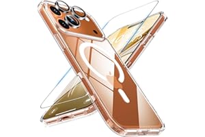Hensinple für iPhone 17 Pro Hülle 2025 für Mag-Safe mit Panzer Schutz Glas und Kameraschutz, Magnetische Handyhülle Stoßfest Kratzfest Matt Schutzhülle Case für iPhone 17 Pro 6,3 Zoll (Transparent)